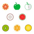 Set of tropical fruits in a cut. Bright colored circles. Royalty Free Stock Photo